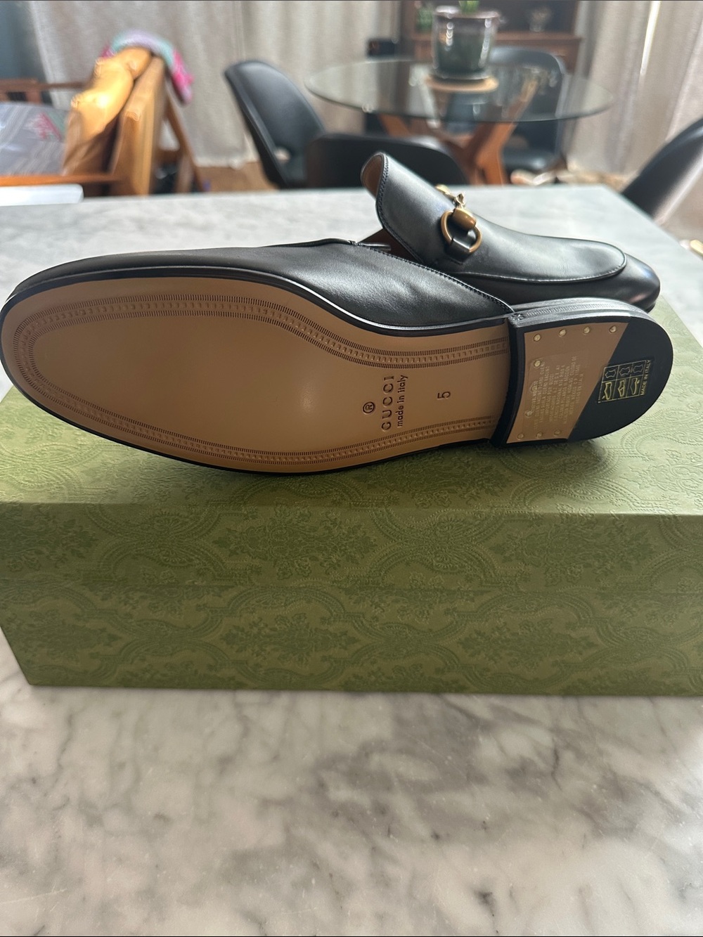 Gucci Black Princeton Loafer slides with horsebit Gold Hardware NWT - Picture 3 of 5